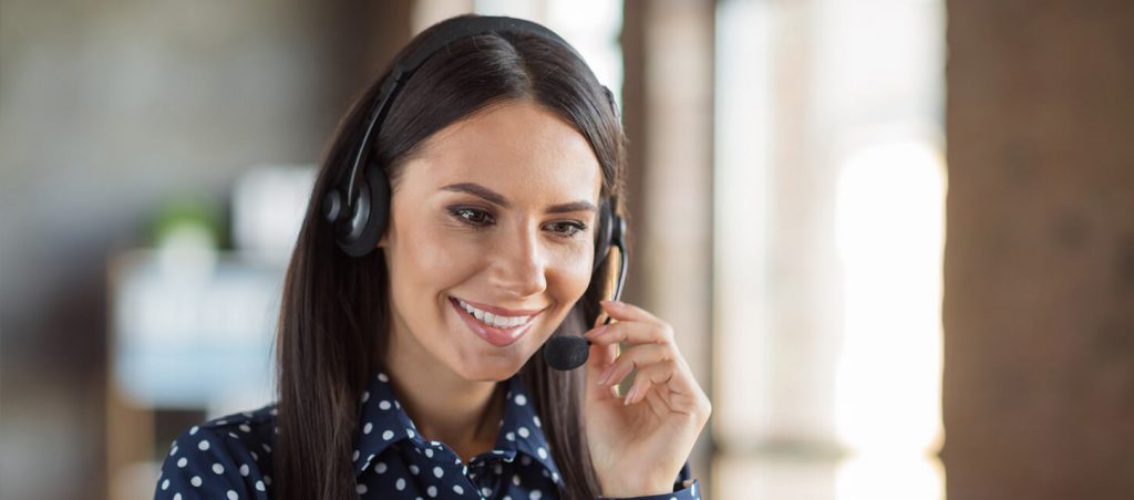 Woman listening on headset